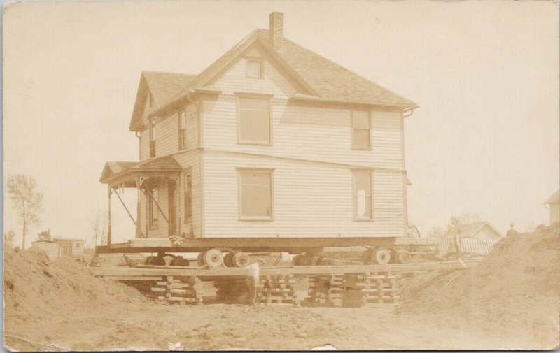 Harlan Iowa House Home on Rollers Shelby County IA c1914 RPPC Postcard H13