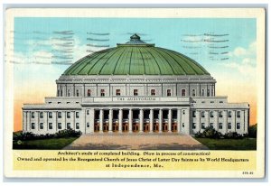 1938 Auditorium Structure  Concrete Temple Lot Independence Missouri MO Postcard