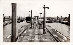 Panama Canal Locks Canal Zone 6c Stamp c1949 Flatau Real Photo Postcard H34