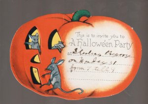 Vintage HALLOWEEN c1930 PARTY INVITATION JOL Rats STERLING IL ? Ex Carpentier