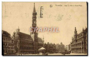 Old Postcard Brussels Hotel de Ville and Grand Place