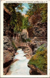 Matchless Scene from Triple Cascades Watkins Glen NY Vintage Postcard Y16