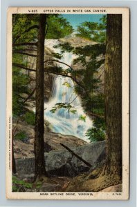 Skyline Drive VA-Virginia, Upper Falls In White Oak Canyon, Linen Postcard