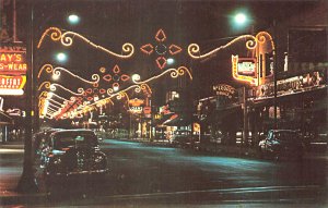 Ontario Canada Main Street at Owen Sound Night View, Postcard.