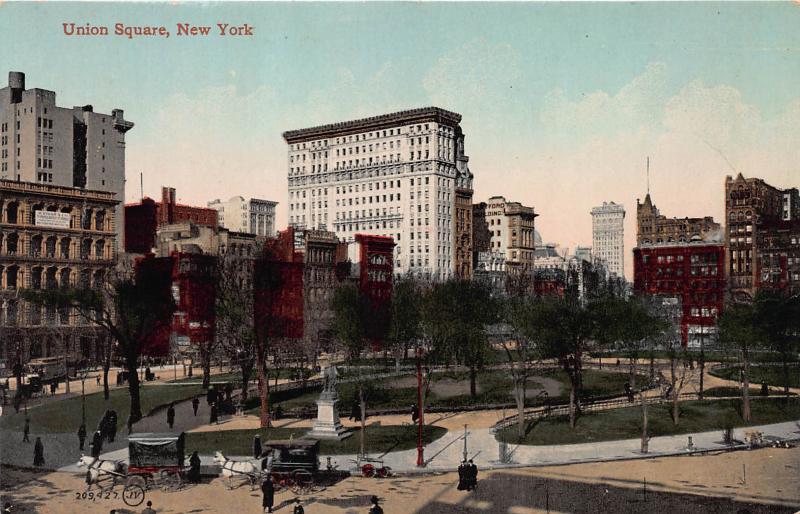 Union Square, Manhattan, New York,  Early Postcard, Unused