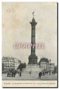 Old Postcard Paris Place de la Bastille and the July Column