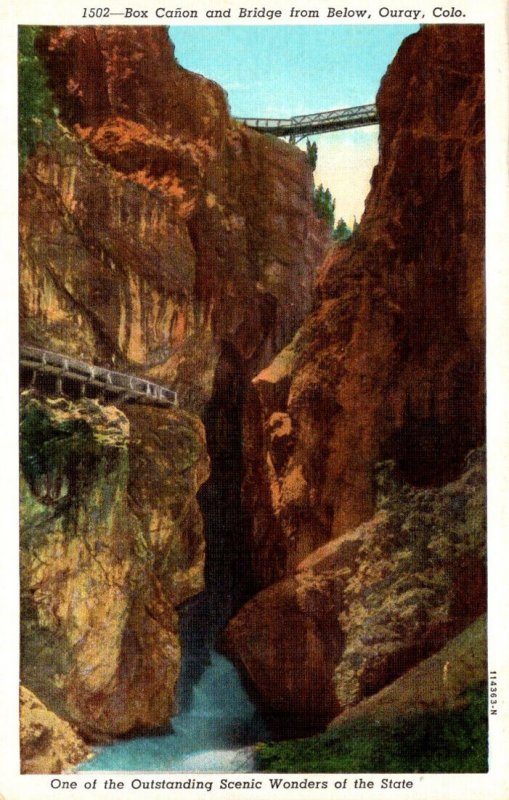 Colorado Ouray Box Canon and Bridge From Below