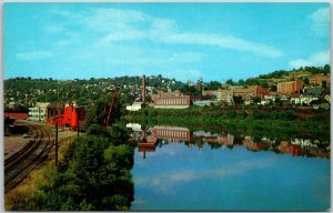 West Virginia University, Morgantown Town Scene Railroad Postcard