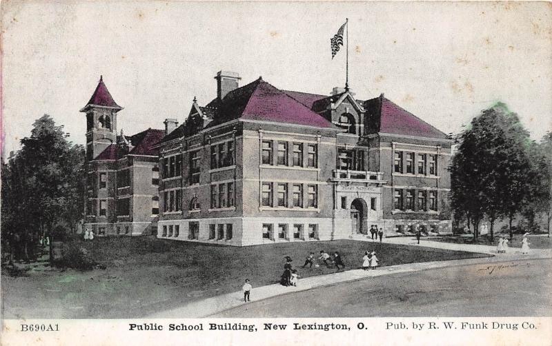 Ohio Postcard NEW LEXINGTON Perry County c1910 PUBLIC SCHOOL BUILDING 7