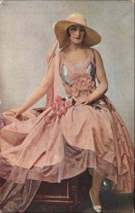 Etcheverry Fine Art Beautiful Woman in Pink Portrait Rose c1910 Postcard