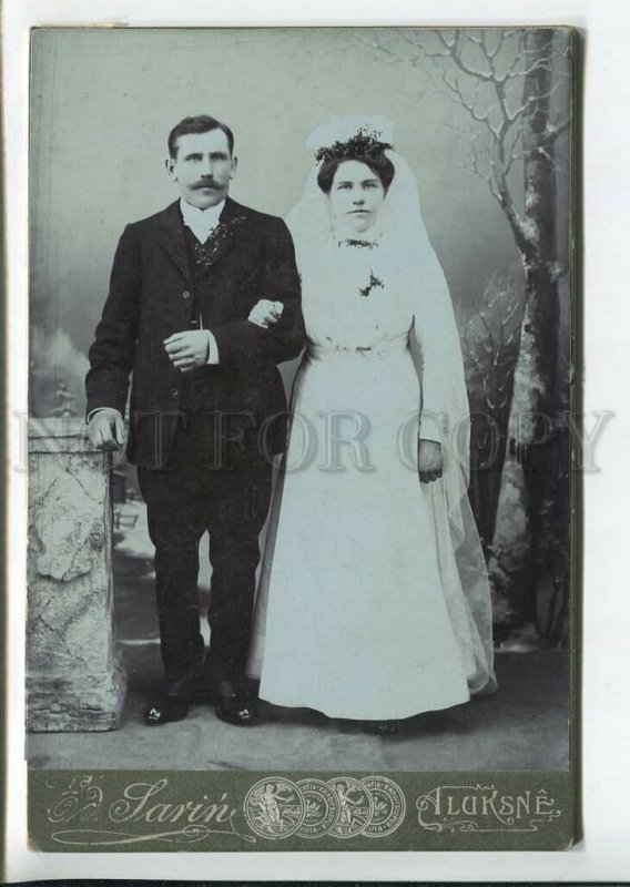 3185767 LATVIA Young Family WEDDING Vintage CABINET PHOTO