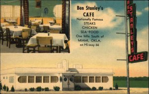 Miami Oklahoma OK Ben Stanley's Caf� Diner Linen Vintage Postcard