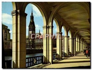 Modern Postcard Hamburg Rathaus and Alsterarkaden