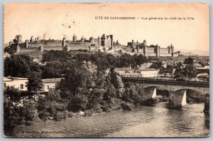 Vtg Carcassonne France Vue Generale du Cote de La Ville City View Postcard