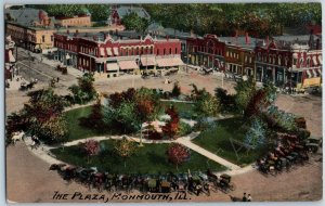 c1910s Monmouth, ILL The Plaza Square Downtown LOADED Horse Carriage Stores A194