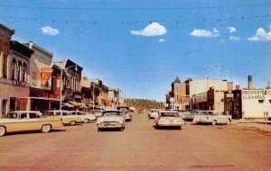 Street Scene Cars Reed City Michigan 1960c postcard