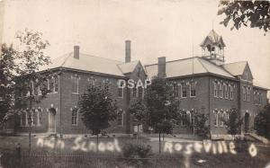 Ohio Postcard Real Photo RPPC 1909 ROSEVILLE High School Building
