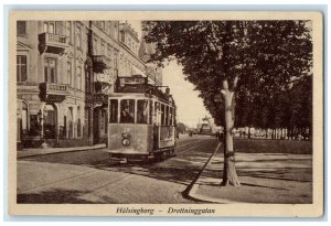 c1940's Halsingborg Drottniggatan Sweden Trolley Car Antique Postcard