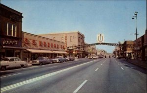 Elkhart Indiana IN Street Scene Classic 1960s Cars Vintage Postcard