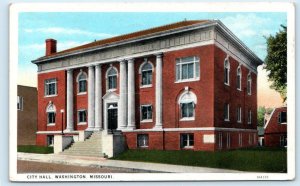 WASHINGTON, Missouri MO ~ CITY HALL c1920s Franklin County  Postcard