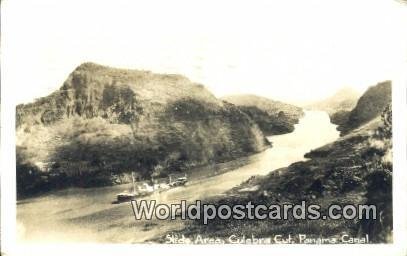 Real Photo Slide Area, Culebra Cut Panama Canal Panama 1940 Missing Stamp 