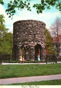 Newport RI-Rhode Island, Newport's Mystery Tower, Touro Park, Vintage Postcard