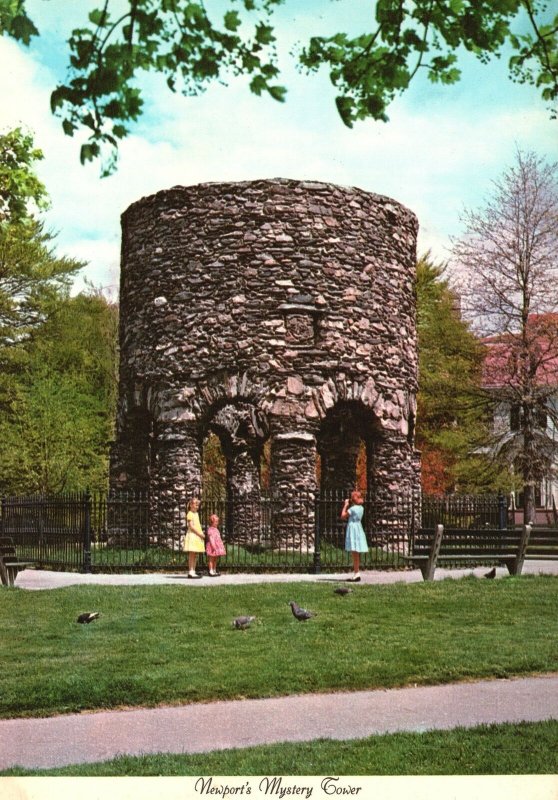 Newport RI-Rhode Island, Newport's Mystery Tower, Touro Park, Vintage Postcard