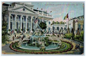 1907 Auditorium Fountain Statue Flag Jamestown Exposition Norfolk VA Postcard 