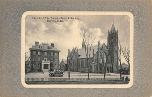 Church of The Sacred Heart & Rectory - Everett, MA c1910s Vintage Postcard