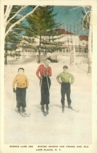 Albertype Hand Colored 1938 Winter Sports Mirror Inn Lake Placid New York 9676