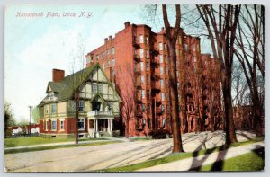 Utica New York~Kanatenah Flats Apartment Building~House Nestled Alongside~1908