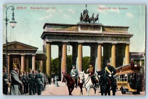 Berlin Germany Postcard Brandenburg Gate Emperor's Horseback Ride 1908