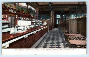 NEW ORLEANS, Louisiana LA ~ Bar KOLB'S GERMAN TAVERN 1913 Interior Postcard 