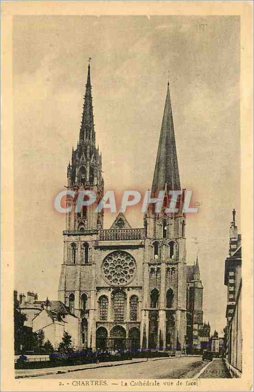 Postcard Old Chartres Cathedrale The front view