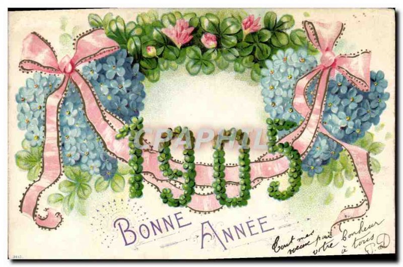 Old Postcard Fancy Happy New Year 1905 Trefles