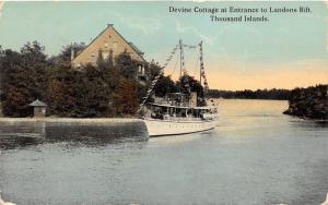 Thousand Islands New York~Devine Cottage @ Entrance to Landons Drift~Ship~1915