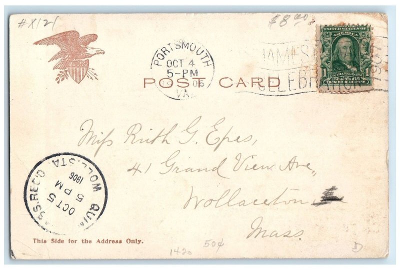 1906 View Of US Navy Yard Harbor Steam Ships Norfolk Virginia VA Posted Postcard
