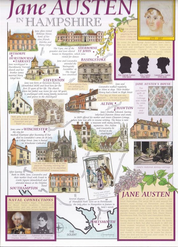 Jane Austen In Hampshire Giant Rare Postcard