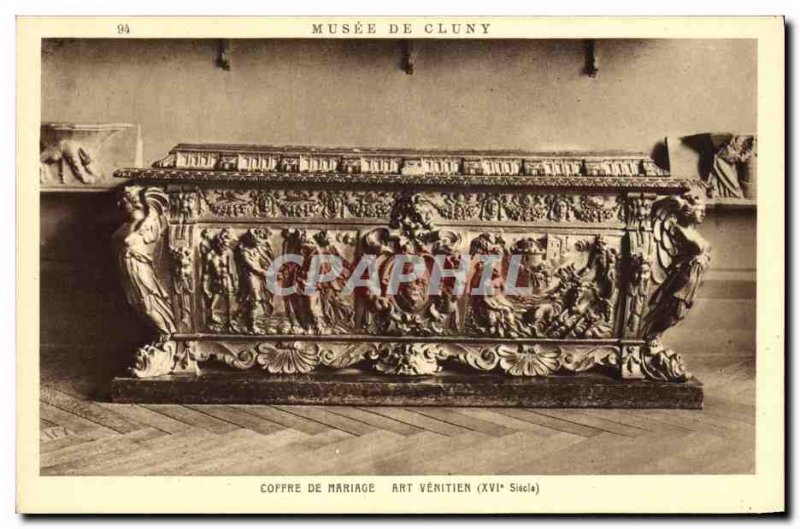 Old Postcard Cluny Museum of Art Venetian Wedding Chest