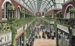 BIRMINGHAM ENGLAND~CITY ARCADE-STOREFRONTS~1905 POSTCARD