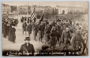 Military RPPC American Troops Enter Luxembourg c1918 Postcard N30