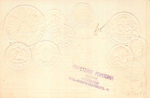 Mexico Flag Coins Exchange Table embossed coinage postcard C314