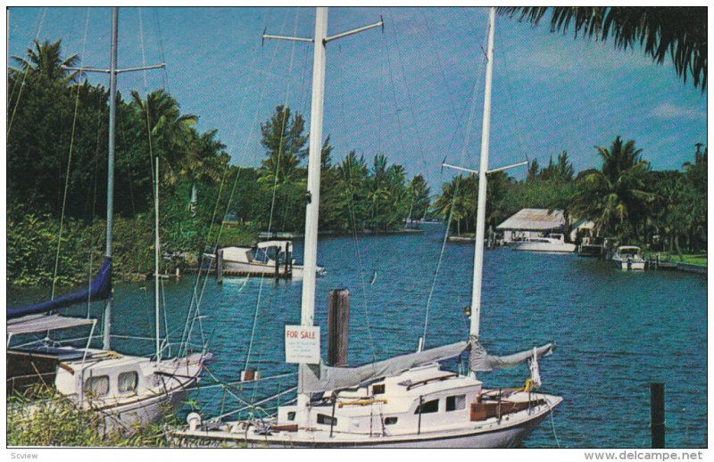 Boats on St Lucie River, Florida, 1960-70s