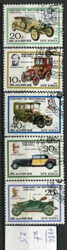 266107 KOREA 1986 year used stamps set CARS history