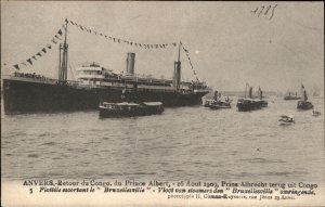 Anvers Belgium Return of HMS Prince Albert c1900-20s Vintage Postcard