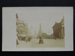 Scotland EDINBURGH Princess Street ANIMATED STREET SCENE c1905 RP Postcard