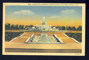 Detroit, Michigan/MI Postcard,Belle Isle Park, Scott Memorial Fountain