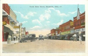 Postcard Oklahoma Blackwell South Main Street automobiles Kropp 23-9577