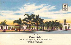 Crown Motel US 101 Anaheim Los Angeles California linen postcard