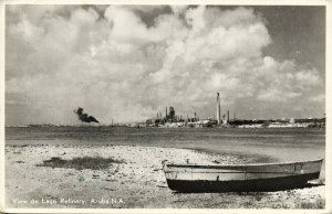 aruba, N.A., SAN NICHOLAS, View on Lago Refinery (1950s) RPPC Postcard